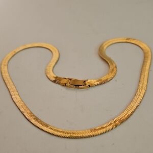 Herringbone 1/4"W Goldtone Necklace
